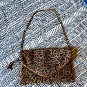 J. Crew 100% Leather Leopard Print Envelope Clutch